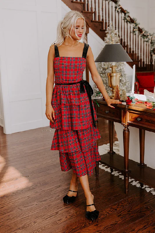 Stock Up and Save!Holiday Harmony Plaid Tiered Midi