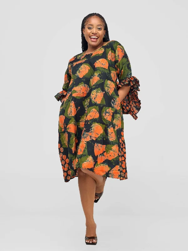 Everything Must Go!Inroses Hub Batiki Dress - Orange / Black