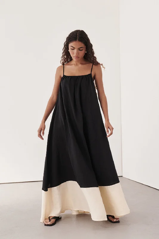 Save Money, Shop Happy!KATELYN BLACK/CREAM MIDI DRESS