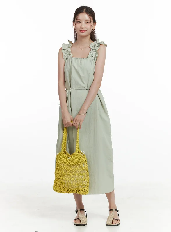 Steals and Deals Await!Linen Shirred Sleeveless Maxi Dress OL416