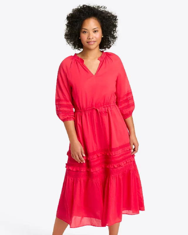 Time to Save Big!Martina Midi Dress in Embroidered Stripe