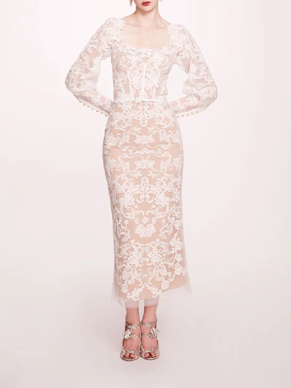 Amazing Prices You Can’t Resist!Long Sleeve Corded Midi Dress