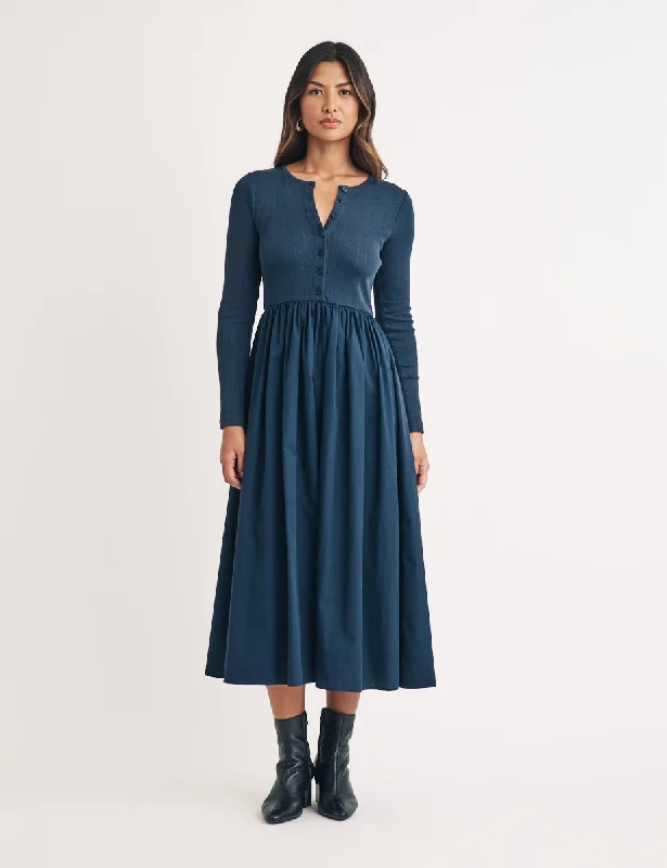 Shop Now and Save!Navy Pointelle Jackie Midi Dress