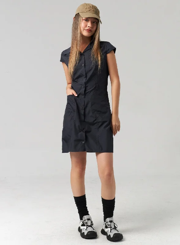 Hot Deals You Can’t Resist!Nylon Button Mini Dress CL307