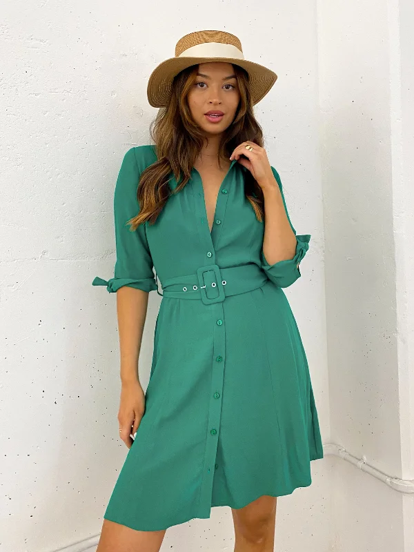 Exclusive Deals Just for You!Olivia Mini Belted Shirt Dress / Green