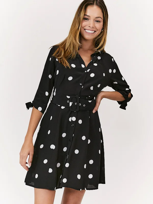 Don’t Wait – Deals Won’t Last!Olivia Mini Belted Shirt Dress / Mono Spot
