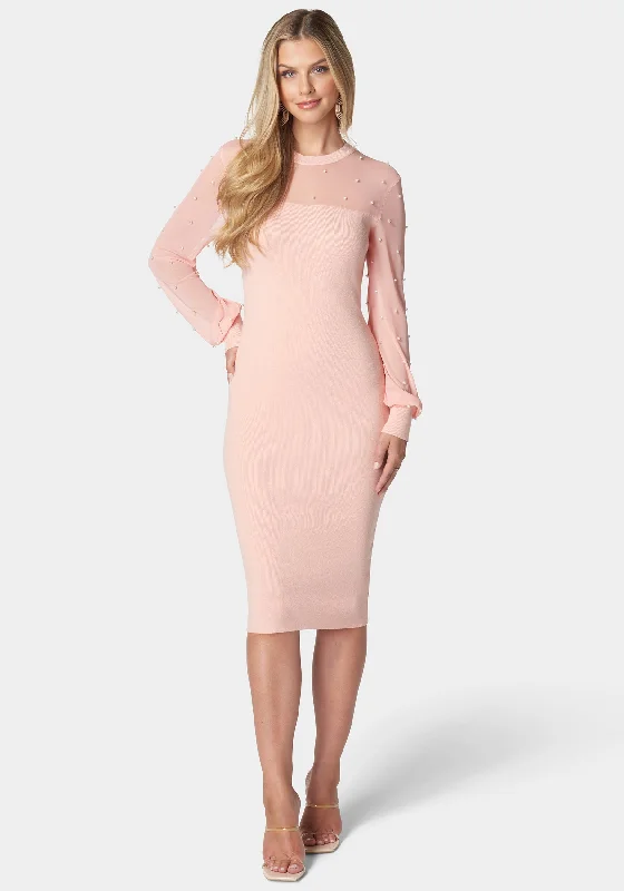 Snag the Best Prices Now!Pearl Mesh Midi Sweater Dress