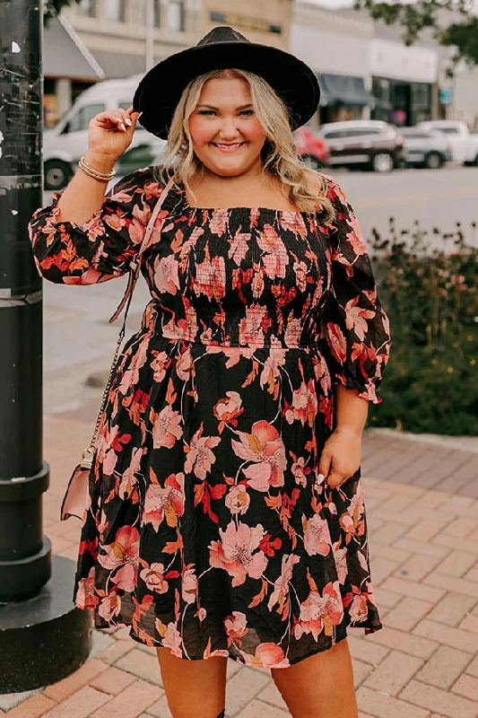 Your Best Deals Are Here!Pretty Petals Smocked Mini Dress Curves