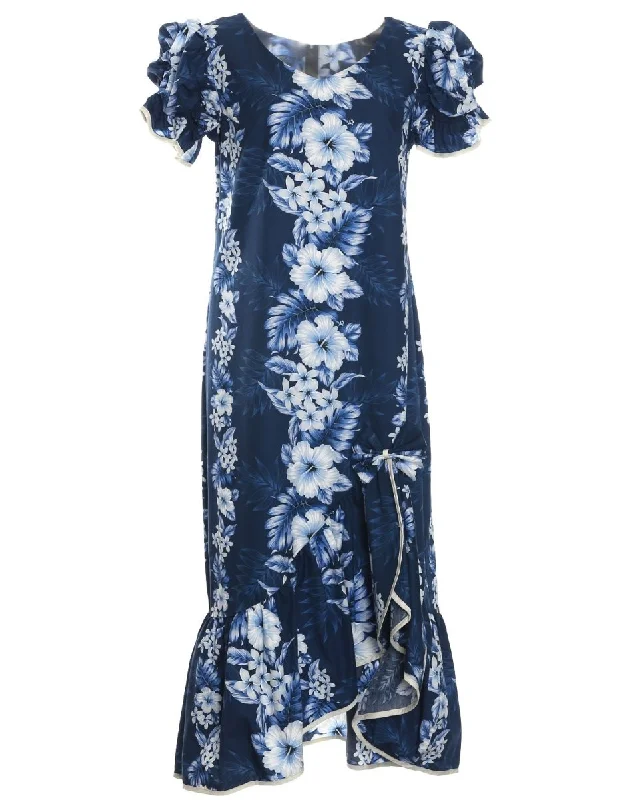 Unlock Huge Savings Now!Ruffle Muumuu Dress Knee Length Pacific Panel