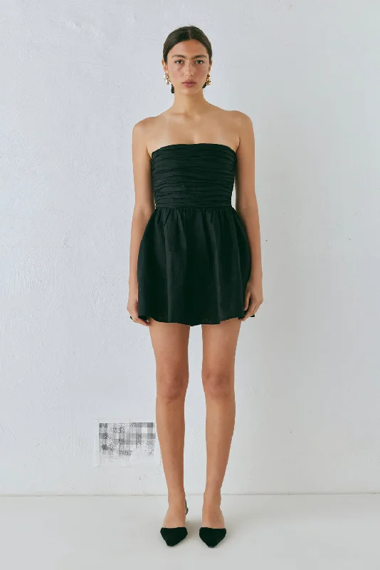 Your Shopping Spree Starts Here!Saint Malo Linen Mini Dress Black