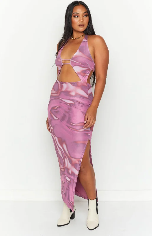 Your Best Deals Are Here!Salenco Brown Print Midi Dress