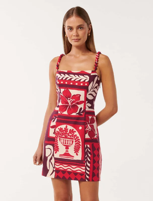 One Day Only – Huge Savings!Sasha Strappy Printed Linen Mini Dress