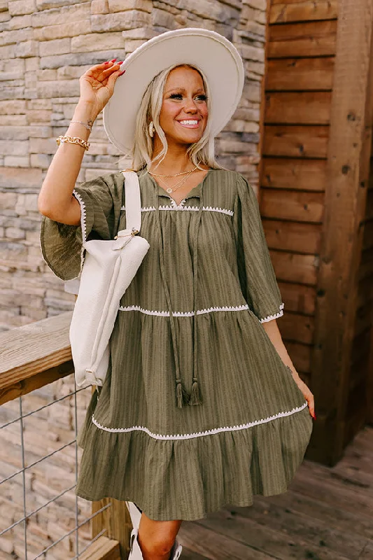 Hottest Discounts of the Year!Simply Lovely Tiered Mini Dress in Olive