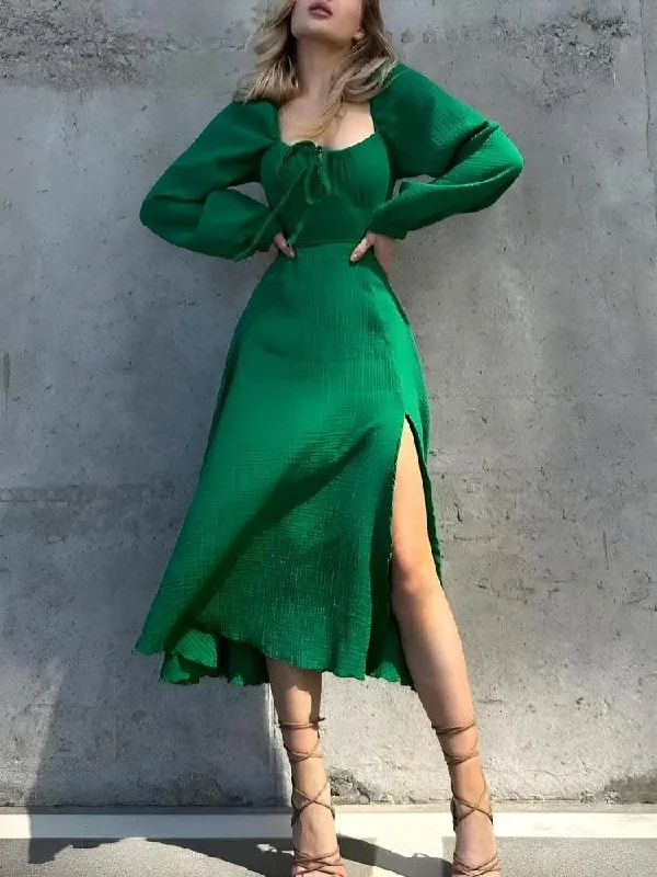 Limited Edition, Limited Price!Slit Midi Dress