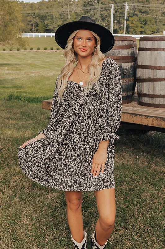 New Discounts Just Dropped!Small Town Cutie Floral Mini Dress in Black