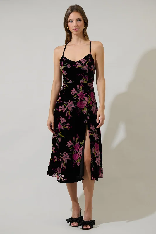Don’t Wait – Shop Today!Sylvia Floral Midnight Parting Ways Midi Dress