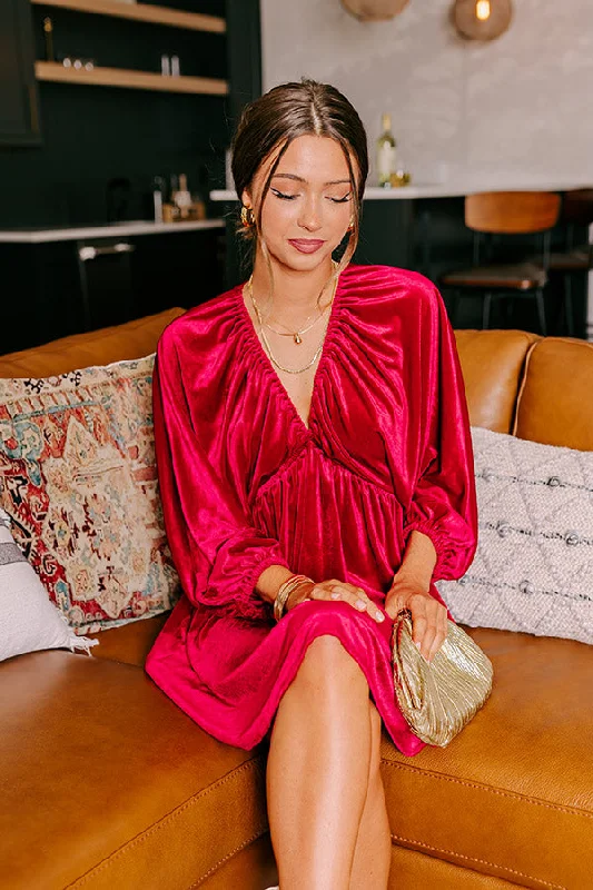 Get More for Less!Uptown Elegance Velvet Mini Dress in Red