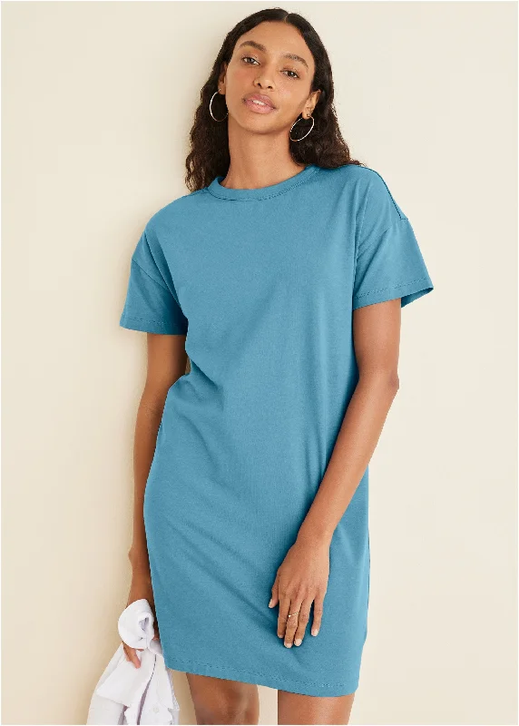 Enjoy Huge Discounts Now!T-Shirt Dress - Blue